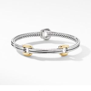 David Yurman Thoroughbred Double Link Bracelet with 18K Yellow Gold